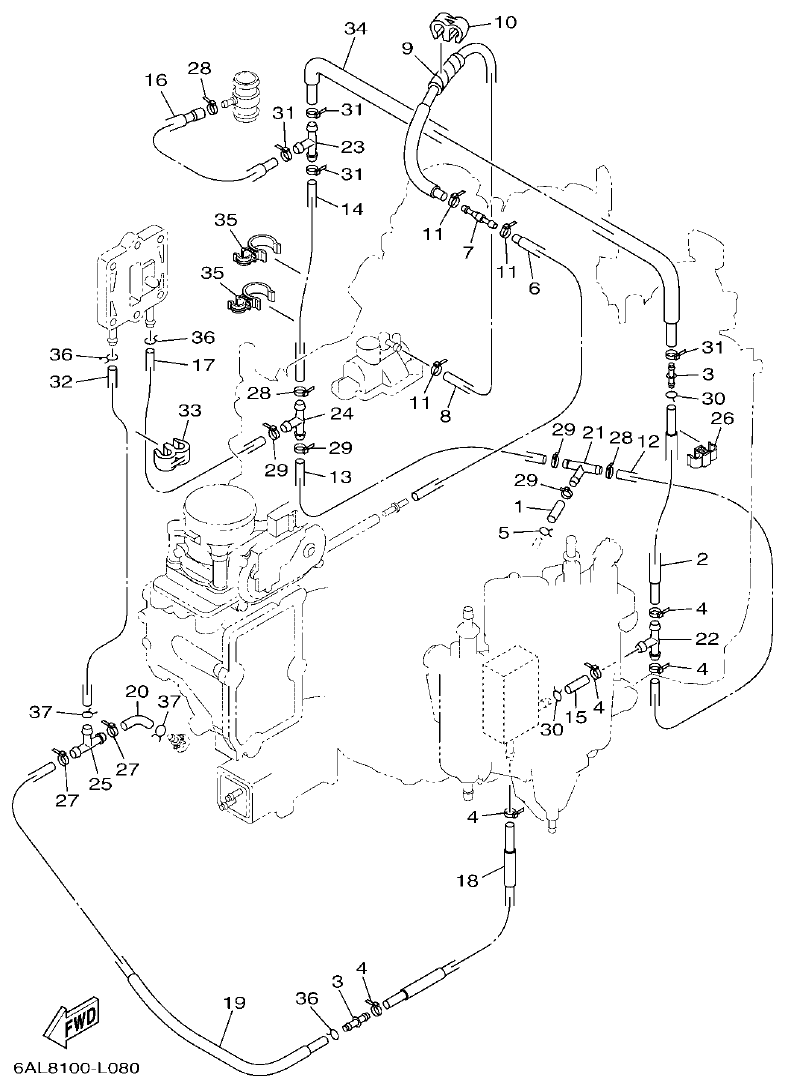 Yamaha F250HET, FL250HET INTAKE 2 parts diagram
